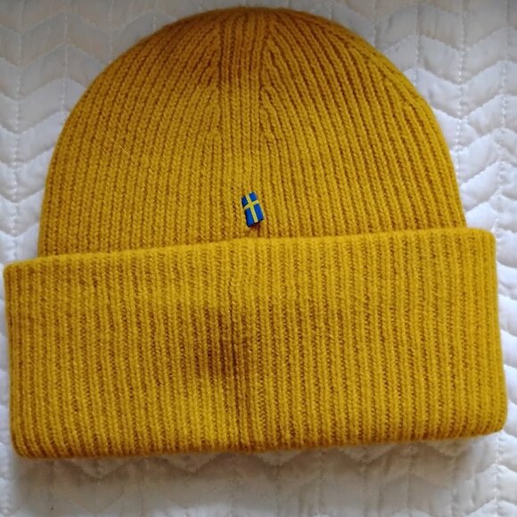 Fjallraven Unisex Adult Mustard Yellow 1960 Logo Hat Ribbed Knit Beanies - Picture 3 of 6